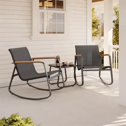 Noelse 3-Piece Outdoor Rocking Bistro Set with Coffee Table
