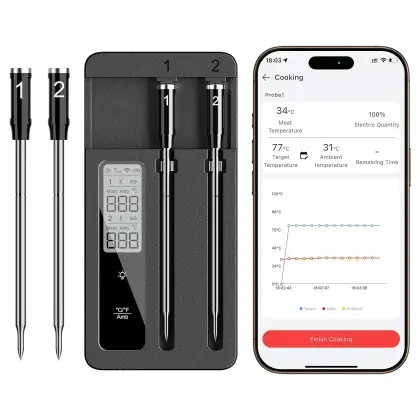 Smart Wireless Meat Thermometer with 2 Probes and Wi‑Fi Base